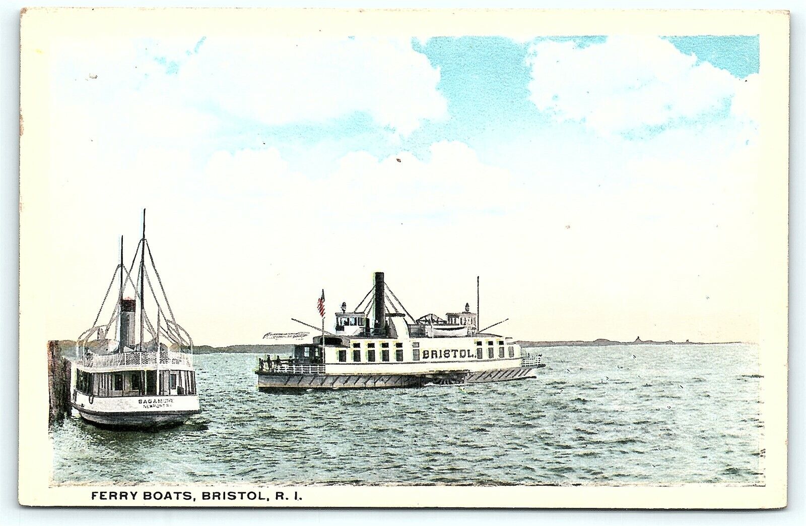 Postcard RI Bristol Ferry Boats D1