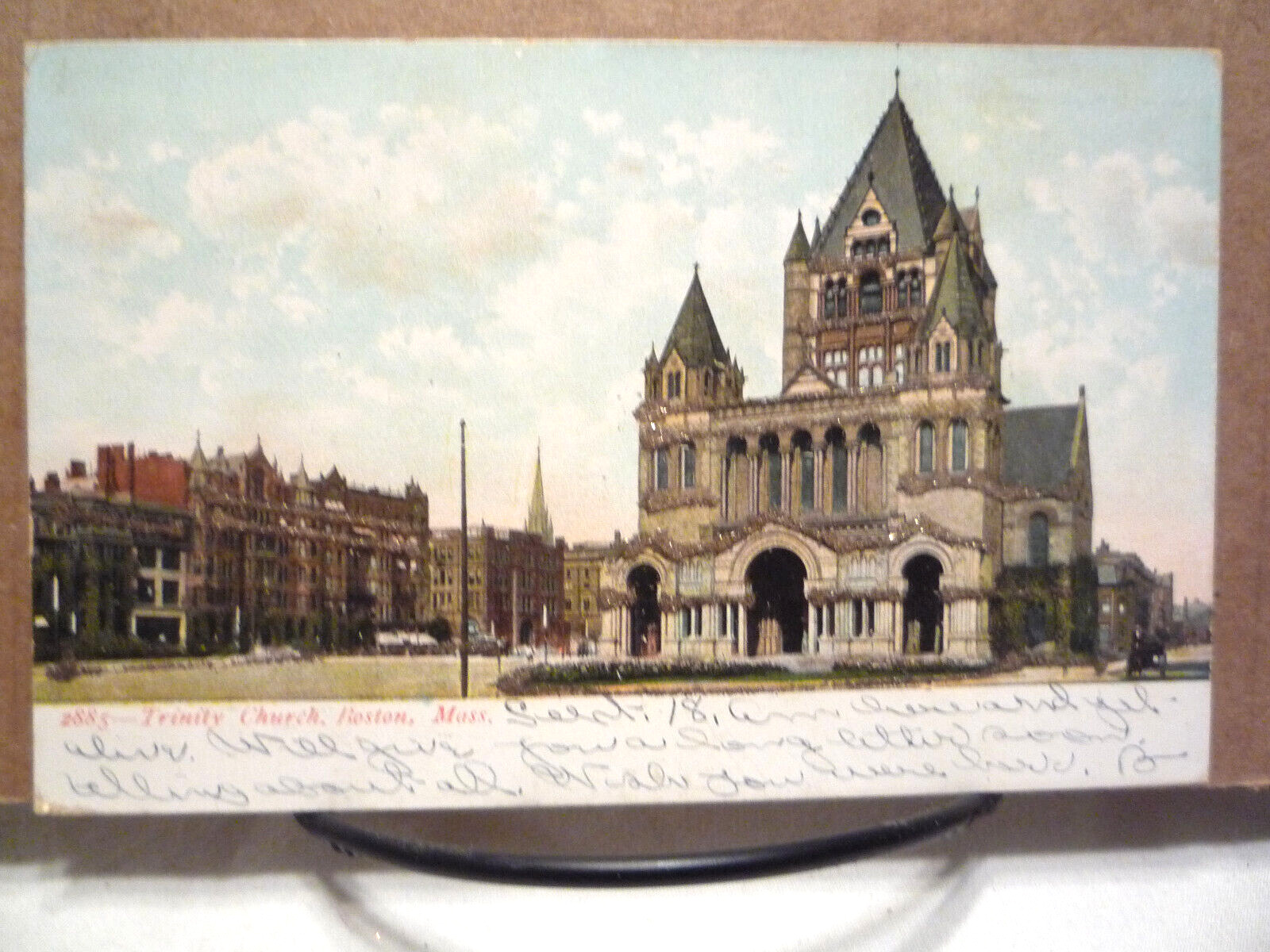 c1905 UDB Massachusetts Postcard - Boston, Trinity Church (with glitter)