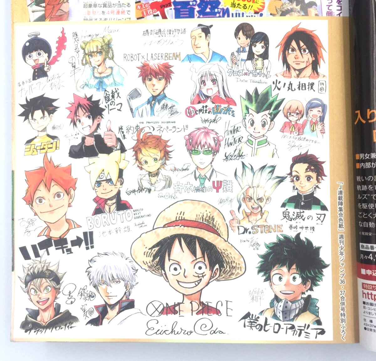 ONE PIECE Luffy Eiichiro Oda Autograph Shikishi Art Card 2017 Jump Unseparated