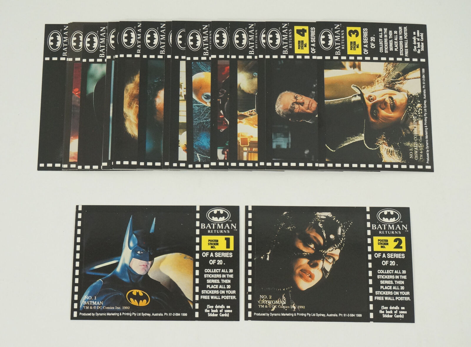 1992 Dynamic Australian Batman Returns Sticker Set (20) NM/MT