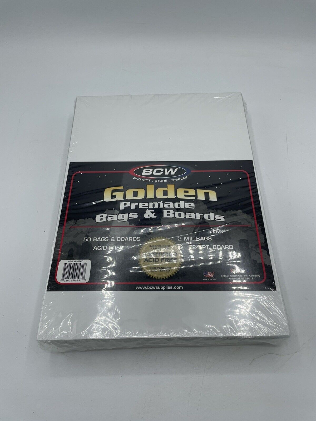 BCW Golden Premade Bags&Boards 1 Sealed Pack QTY50 Acid Free 2Mil Bag 24pt Board