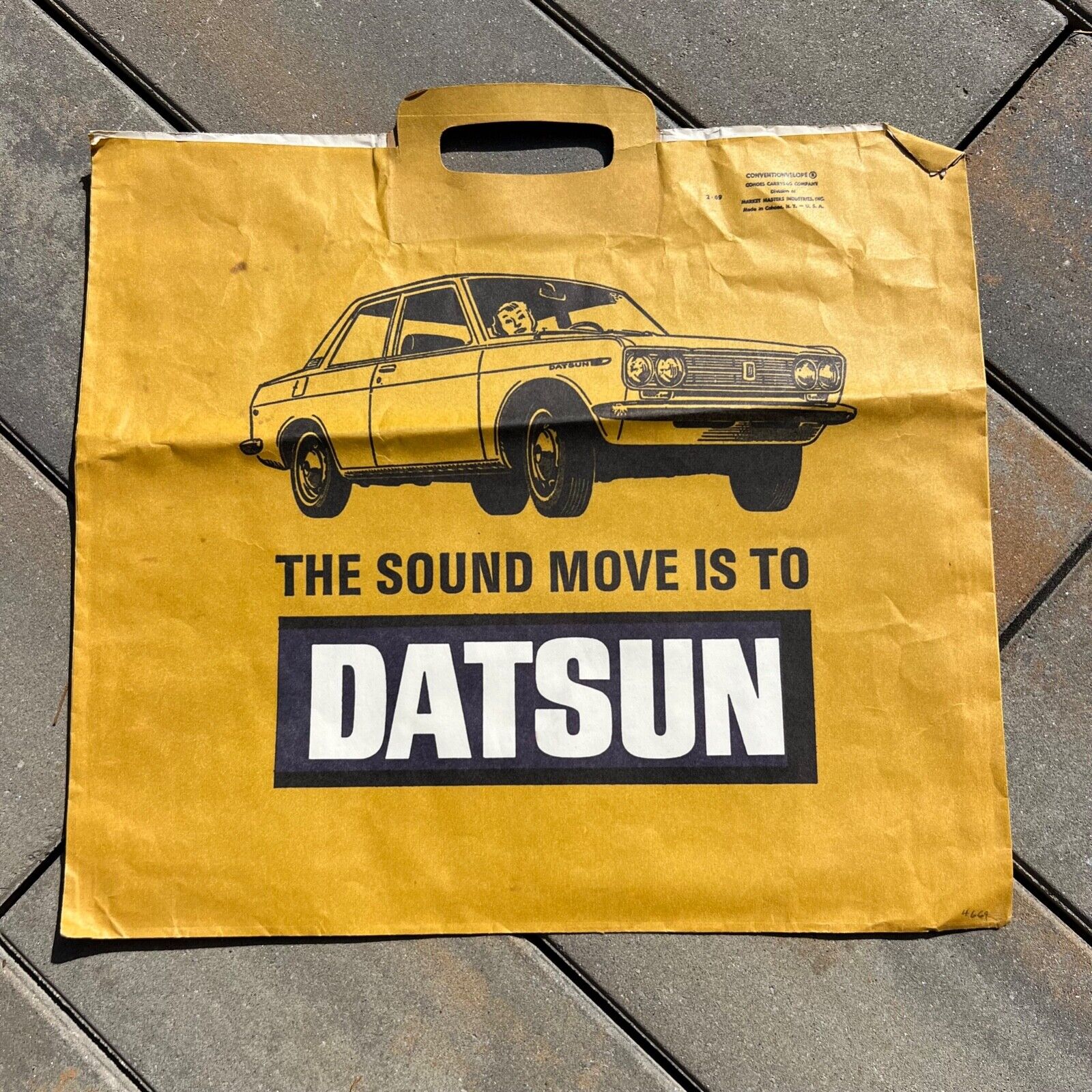 1969? Datsun Car Dealer Advertising Bag Vintage Conventionvelope