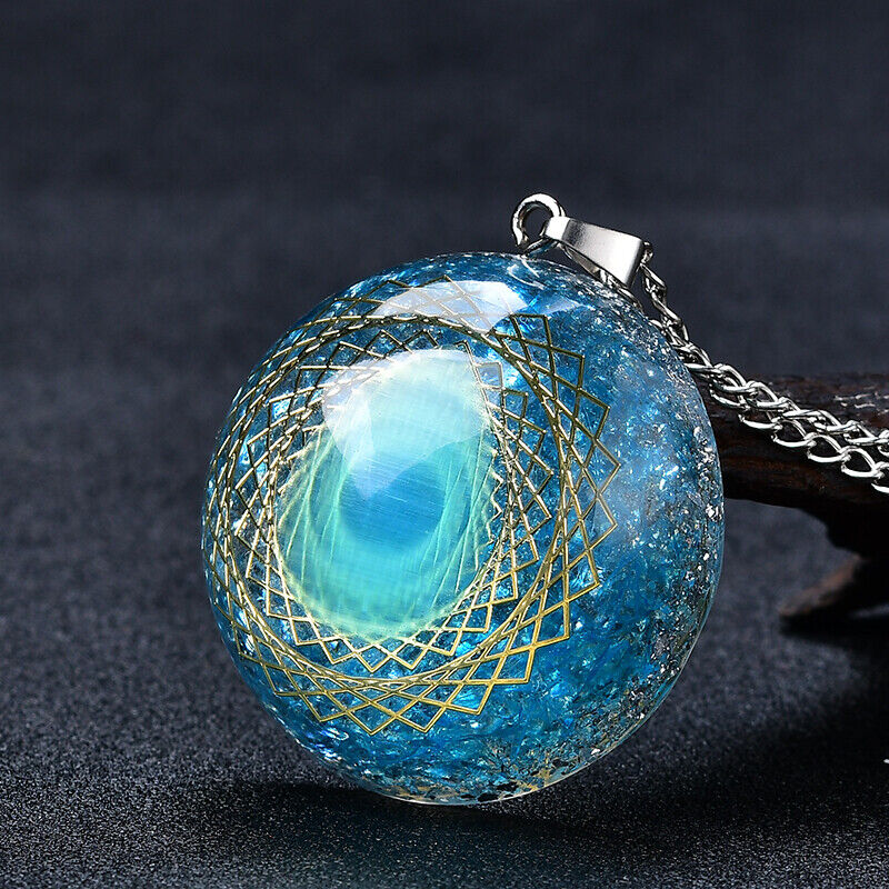 Amazing Blue Orgone Eye Energy Generator Pendant Necklace Crystal Chakra Gift