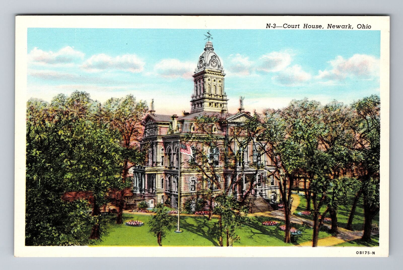 Newark OH-Ohio, Court House, Antique Vintage Souvenir Postcard