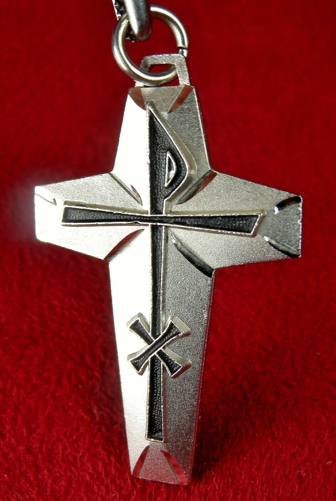 Bishop's Vintage Sterling Silver Jesus Christ Christogram Cross Crucifix Pendant