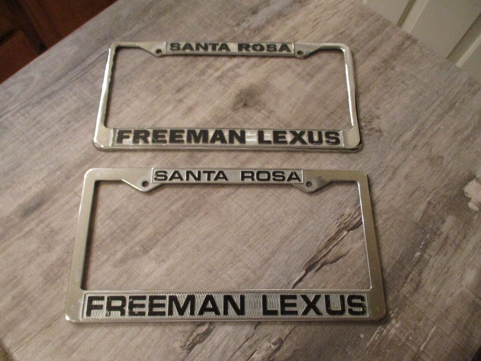 Vintage Pair Freeman LEXUS Metal License Plate Frames California Dealership