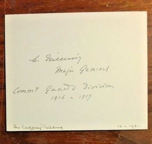 Major-General Sir Geoffrey Percy T. Feilding (1866-1932) Signed & Inscribed Card