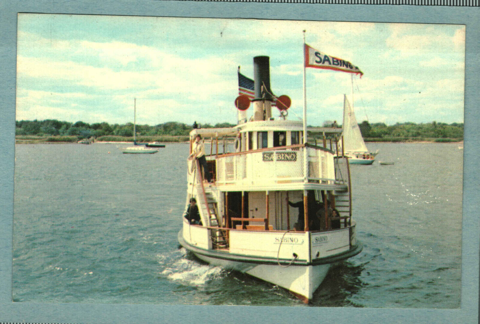 Postcard Steamboat Sabino Town Dock Stonington Connecticut CT