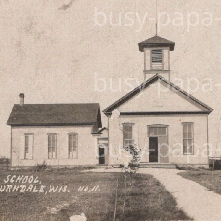 Vintage 1910 RPPC Graded Grade School Auburndale Wisconsin WI Postcard