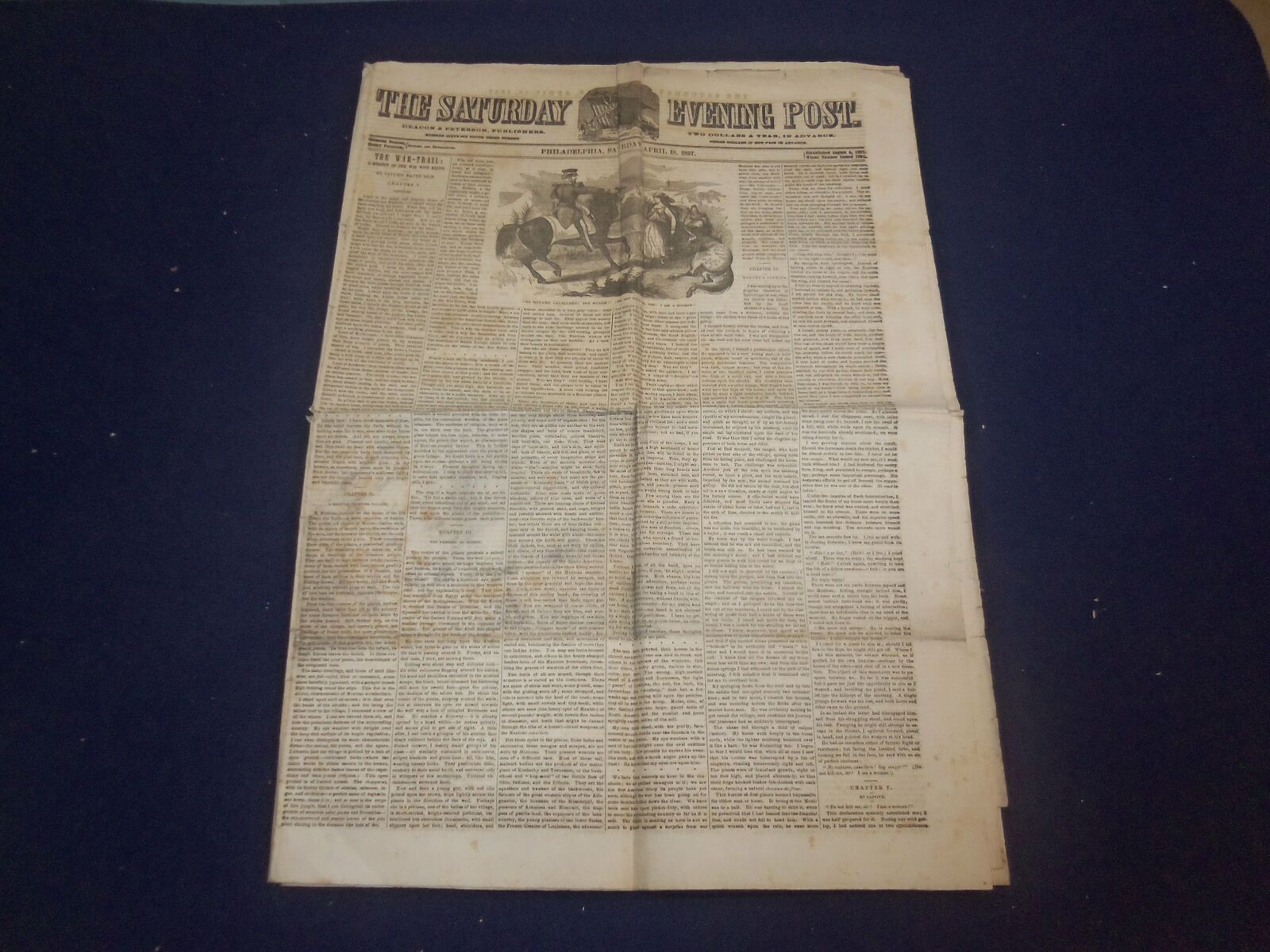 1857 APRIL 18 THE SATURDAY EVENING POST NEWSPAPER - THE ATLANTIC CABLE - NP 5055