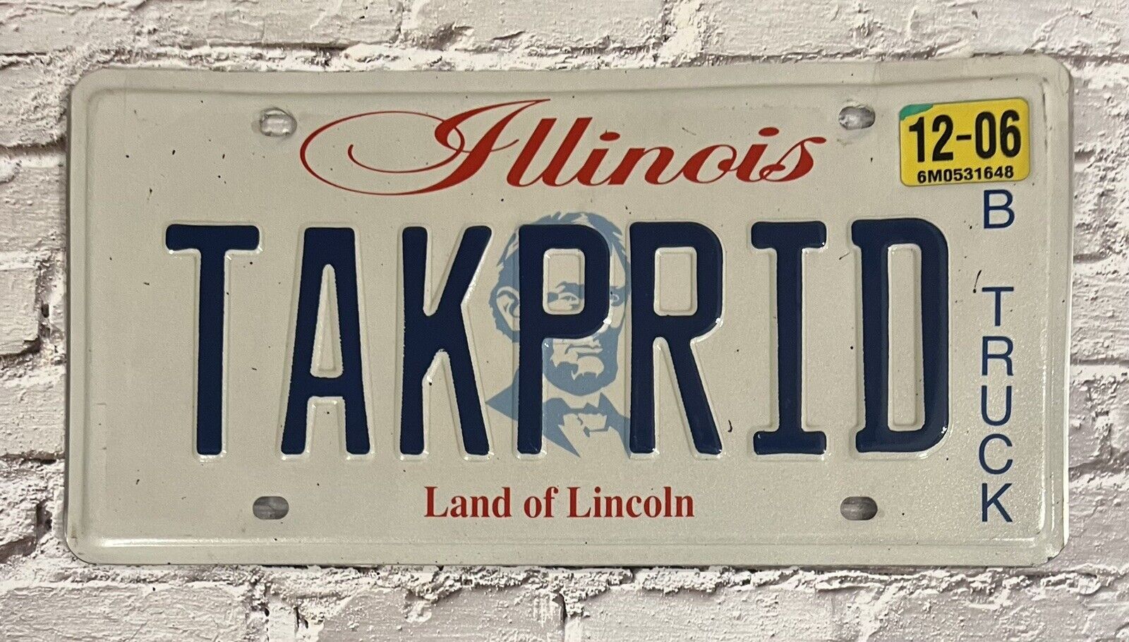 2006 Illinois Vanity TRUCK License Plate TAKPRID \
