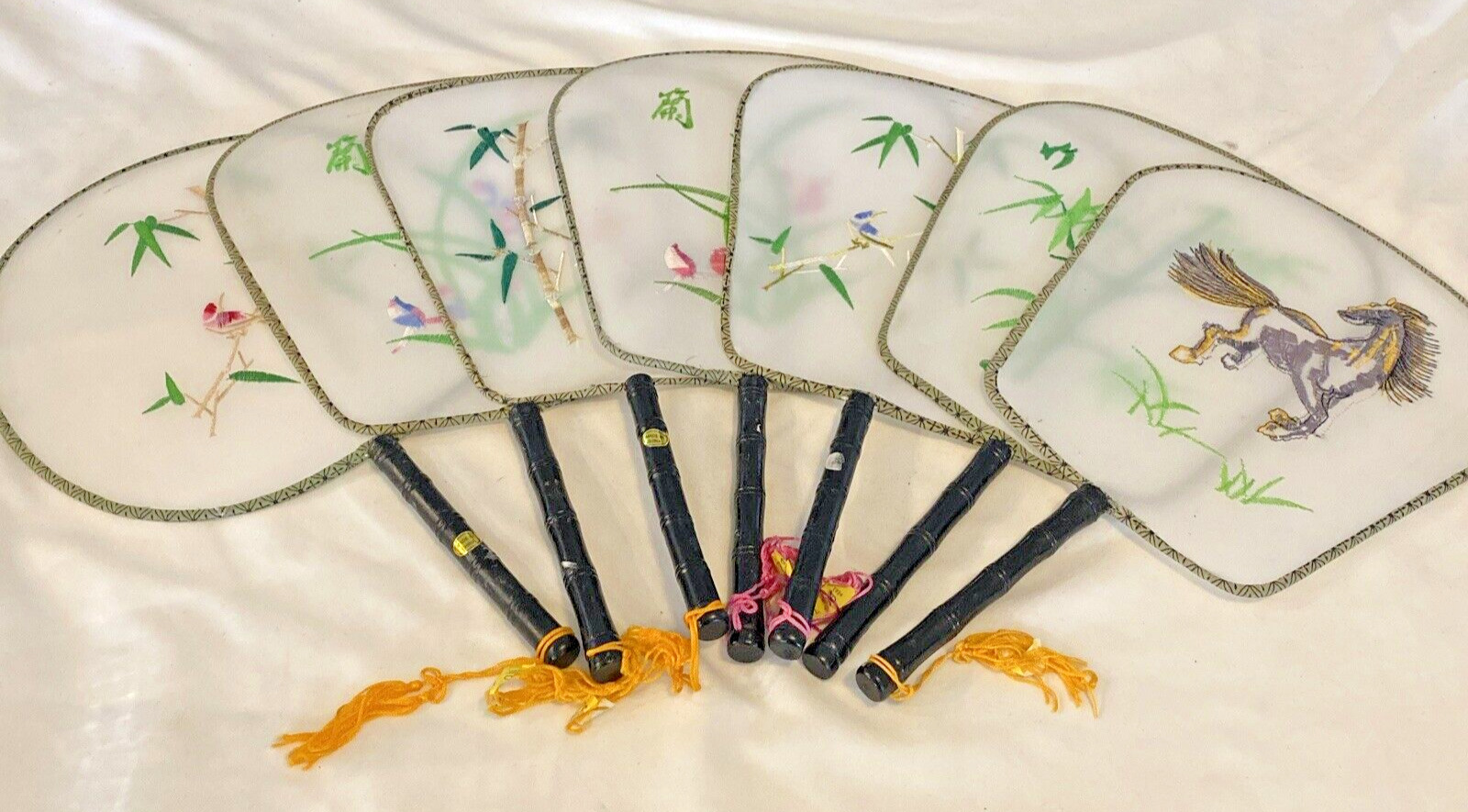 Vintage Chinese Fan Set Of Seven