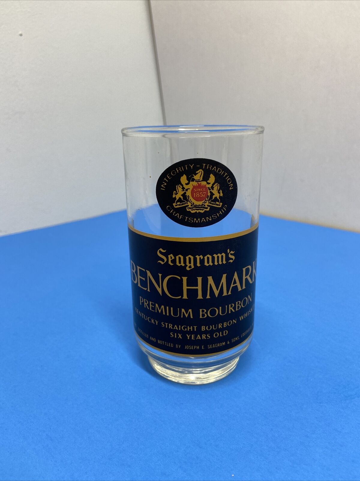 Vintage Seagram's Benchmark Premium Bourbon Whiskey Glass Advertising Tumbler