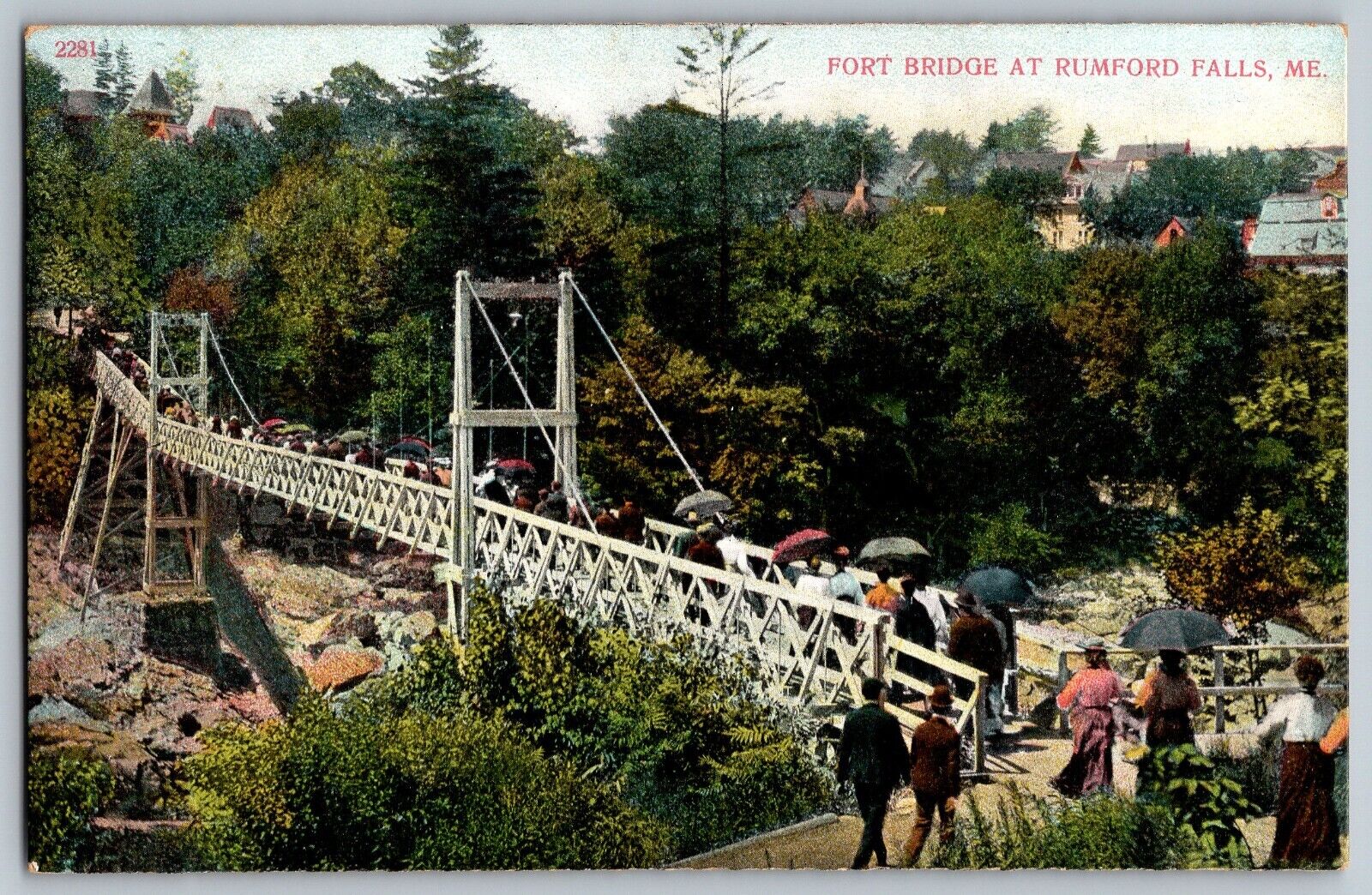 Maine ME - Fort Bridge at Rumford Falls - Vintage Postcard - Posted