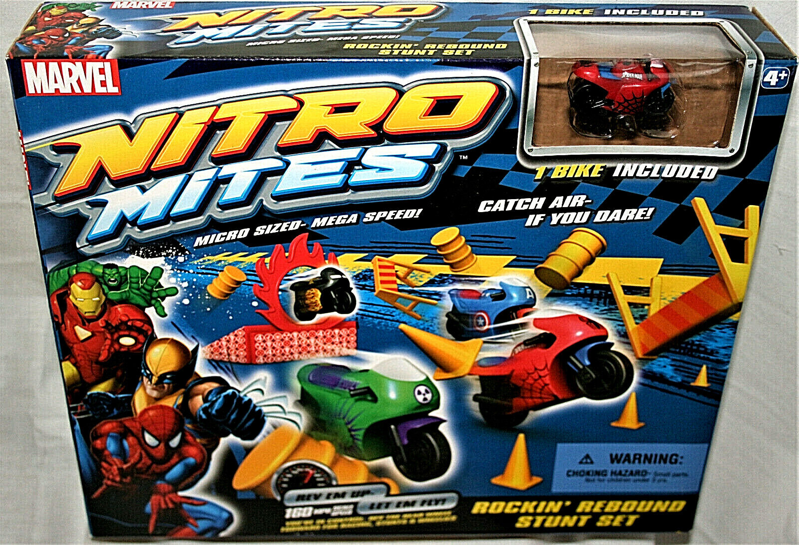 Marvel Comic Nitro Mites Spider-Man Micro Motorcycle Stunt Set New Box 2012 NOS