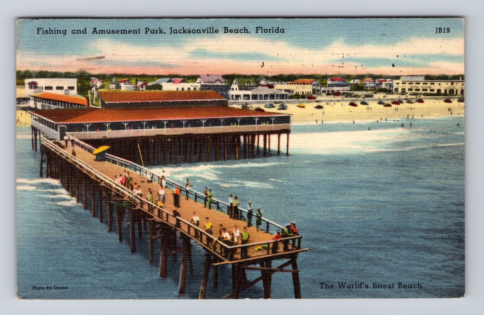 Jacksonville Beach FL-Florida, Fishing & Amusement Park, Vintage c1953 Postcard
