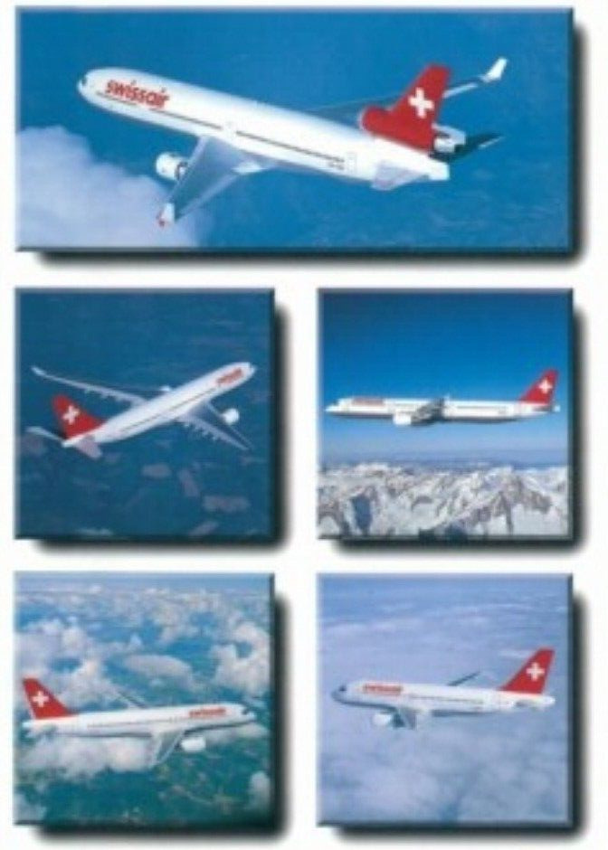 Swissair Airbus A319 & A320 & A321 & A330 & MD-11 postcard