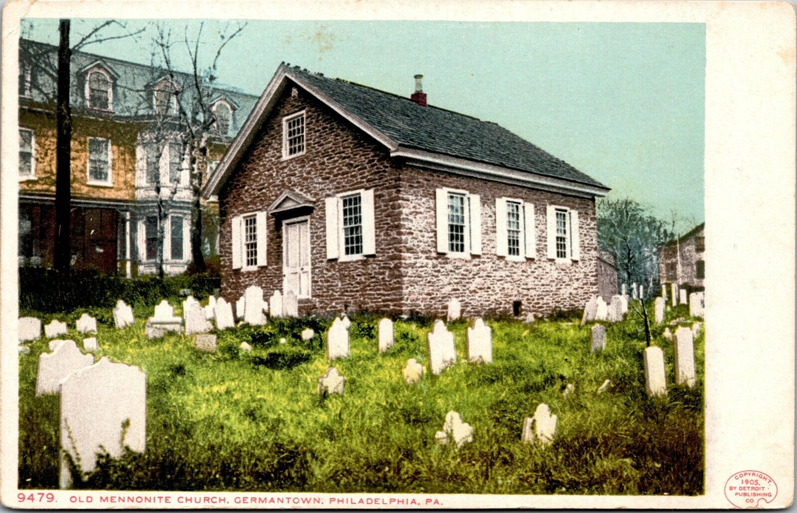 Vtg Philadelphia PA Old Mennonite Church Cemetery Germantown 1905 Postcard