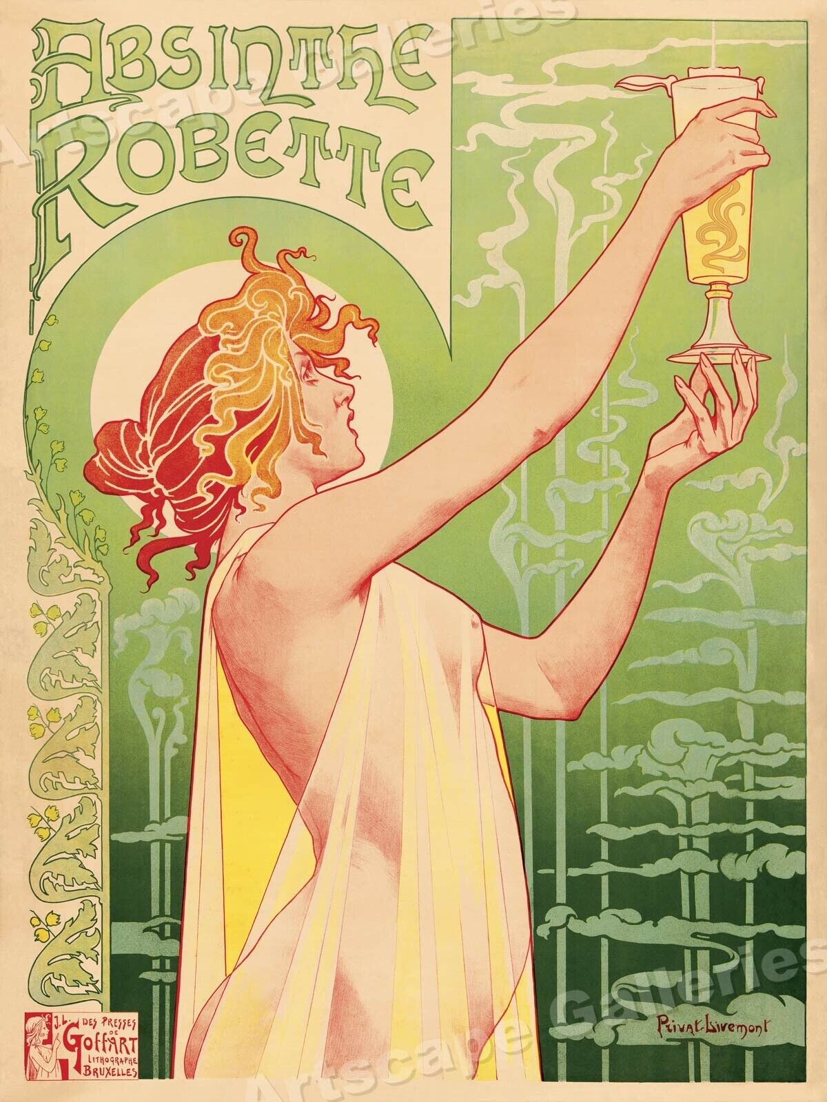 1890s Absinthe Robette Art Nouveau Privat Livemont Art Poster Print - 18x24