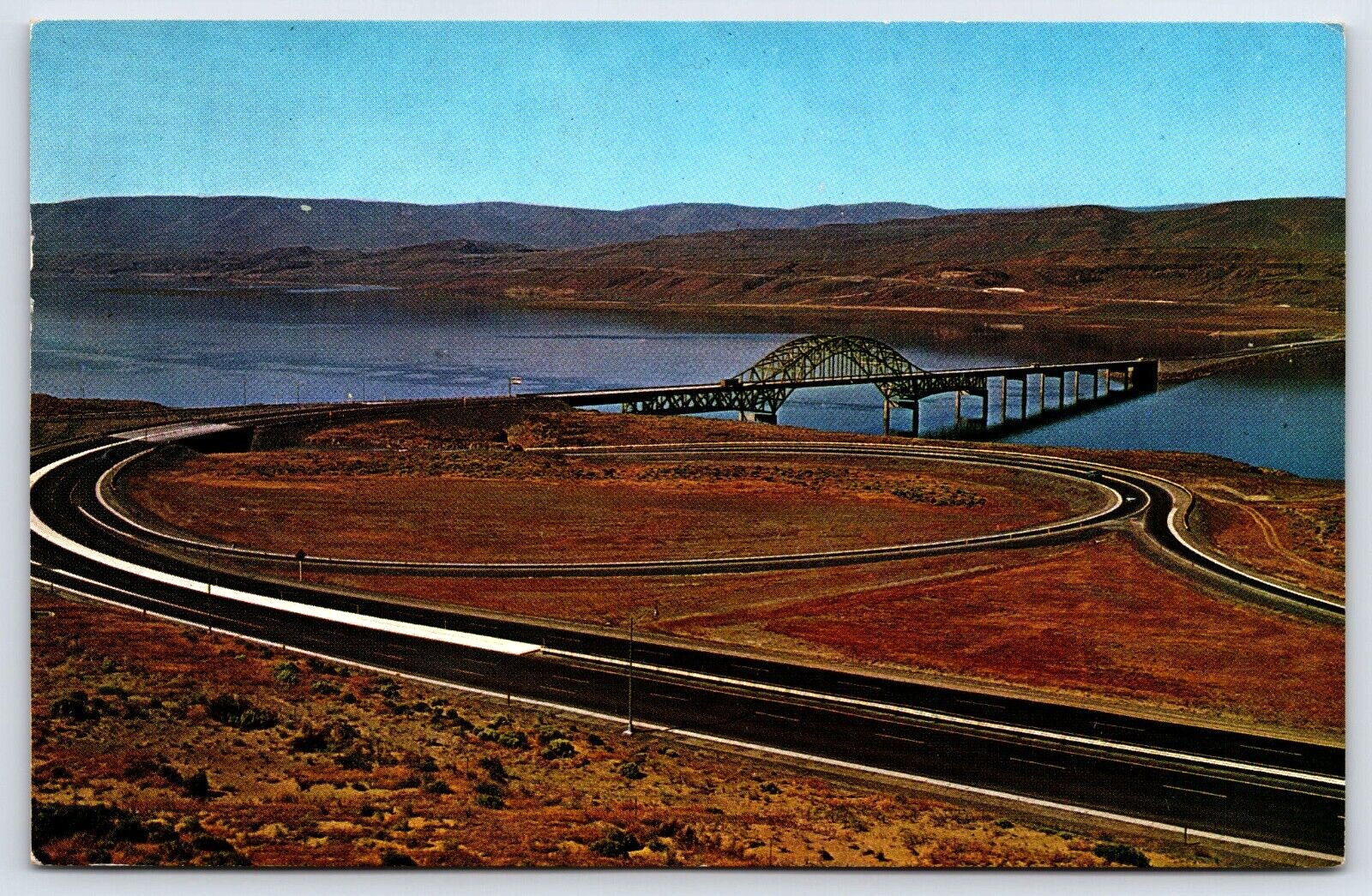 Vantage WA-Washington, Wanapum Lake And New Bridge, Vintage Antique Postcard