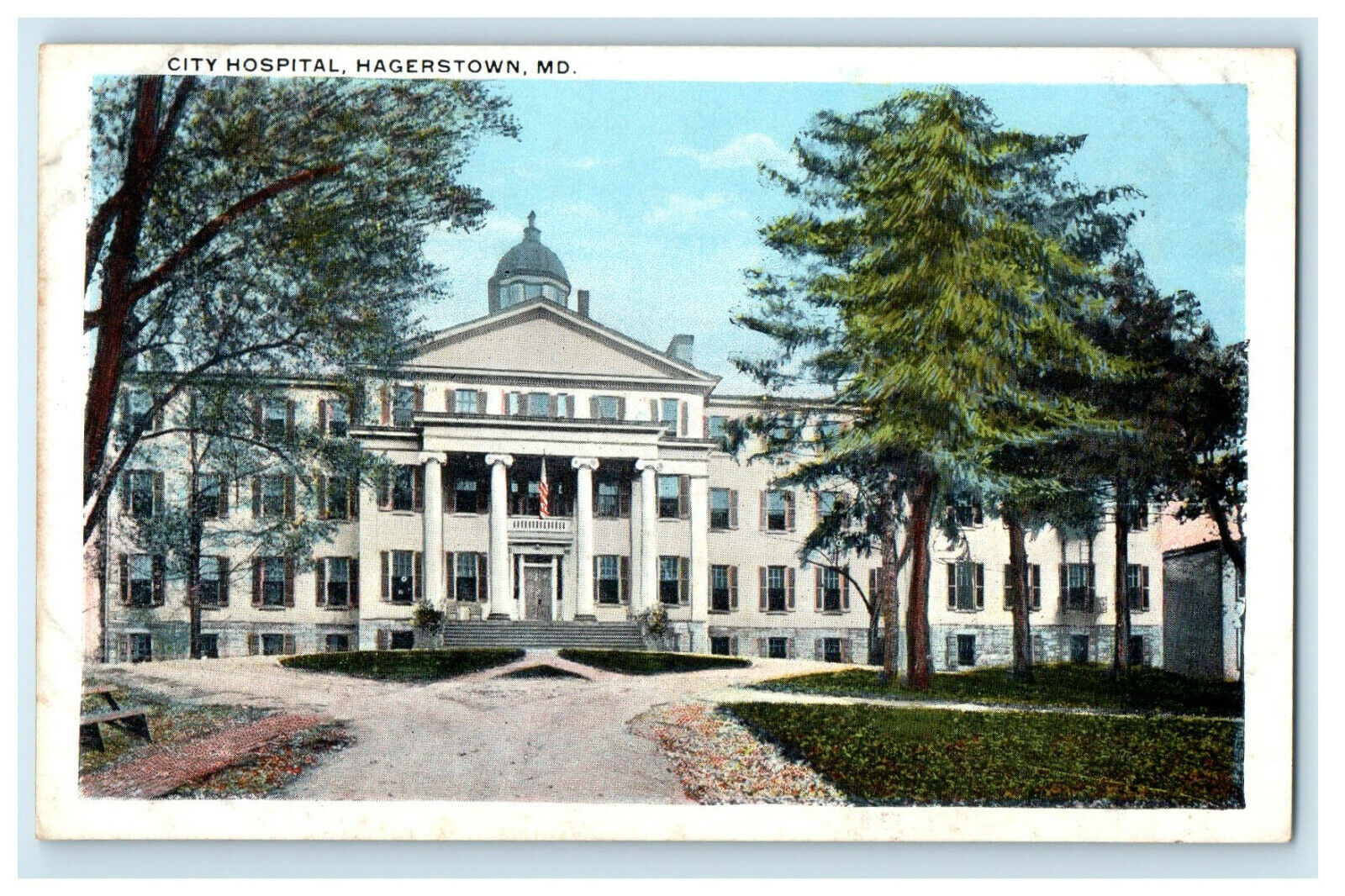 c1920s City Hospital, Hagerstown, Maryland MD Unposted Vintage Postcard