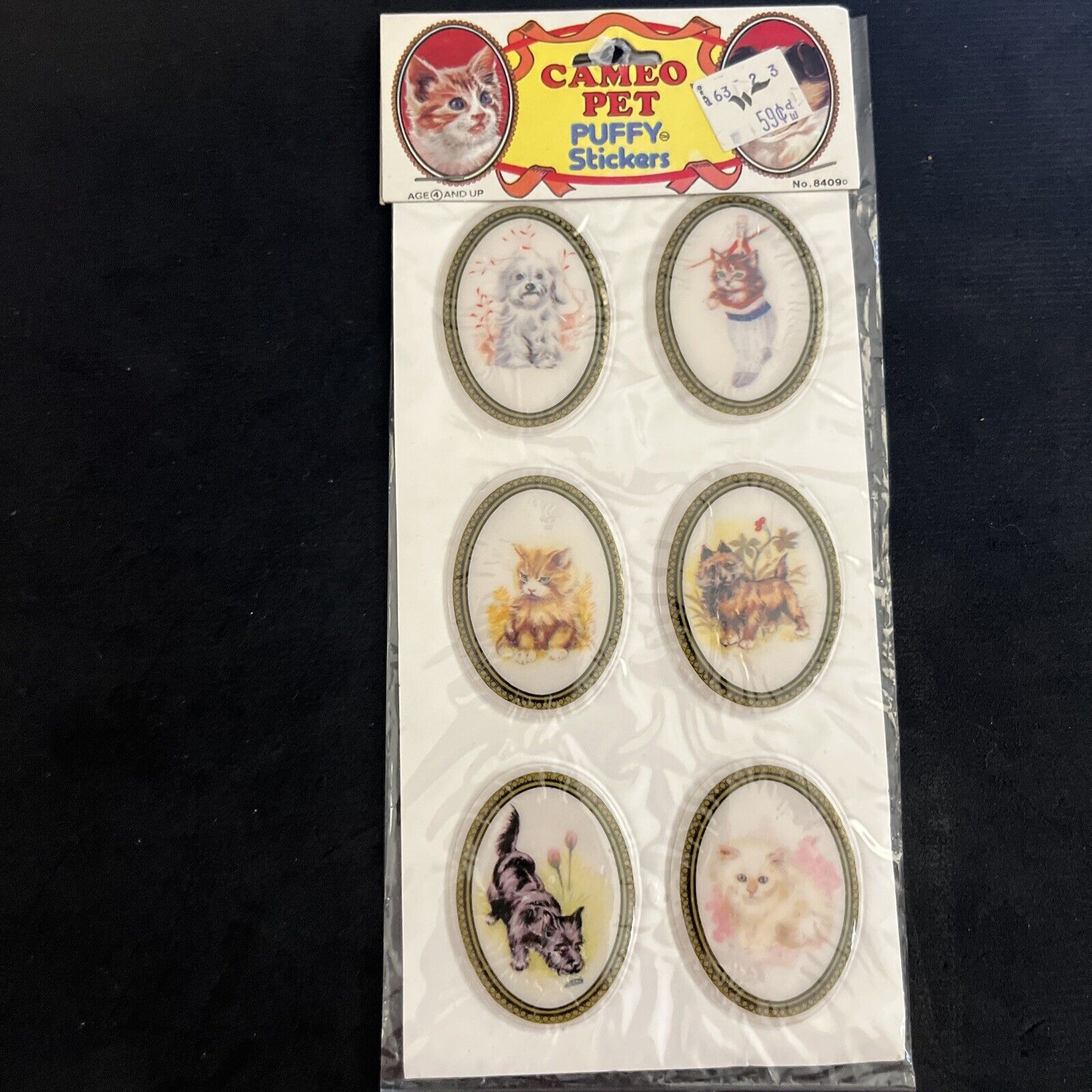 Vintage 80’s IMPERIAL Puffy Cameo Pet Sticker Sheet Rare & HTF