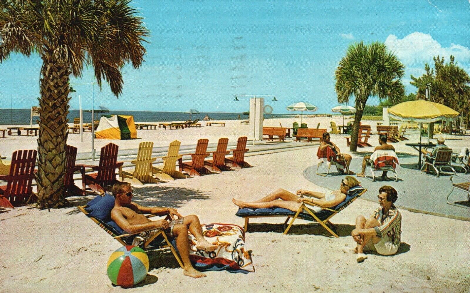 Postcard FL Treasure Island Florida Sunbathing 1954 Chrome Vintage PC G1257