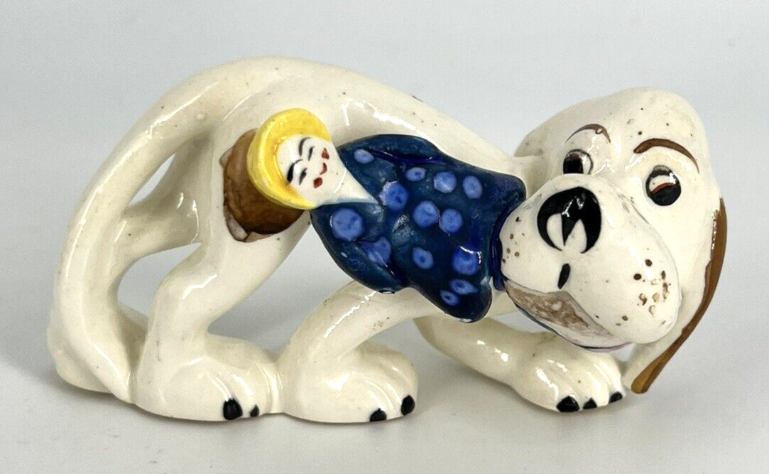 Vintage Made in Japan Hillbilly Hound Dog Figurine Holding Little Girl Doll