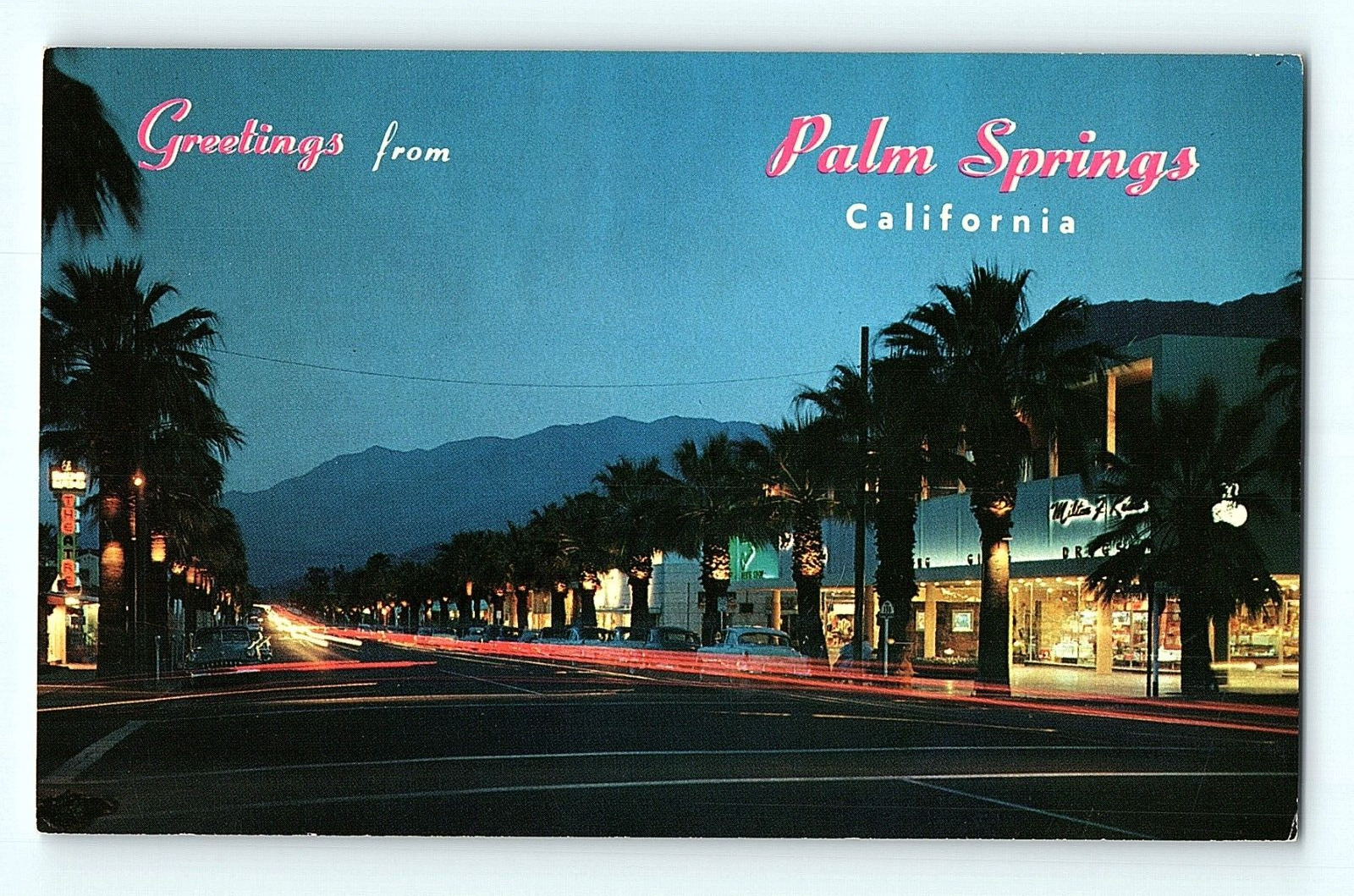 Palm Canyon Drive Night Greetings From Palm Springs California 1967 Postcard D4
