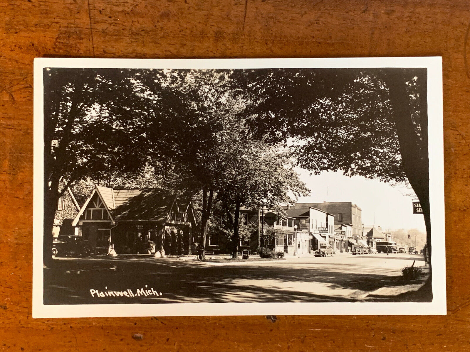 MI, Michigan, RPPC, Plainwell, View of Main Street, ca 1930