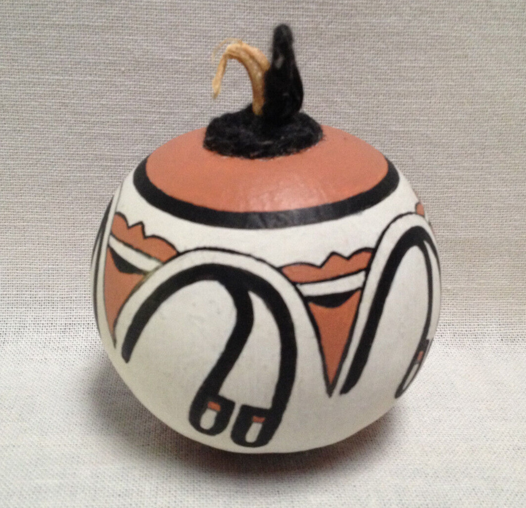 Native American Pueblo Signed Painted Gourd Christmas Ornament ~ New Mexico