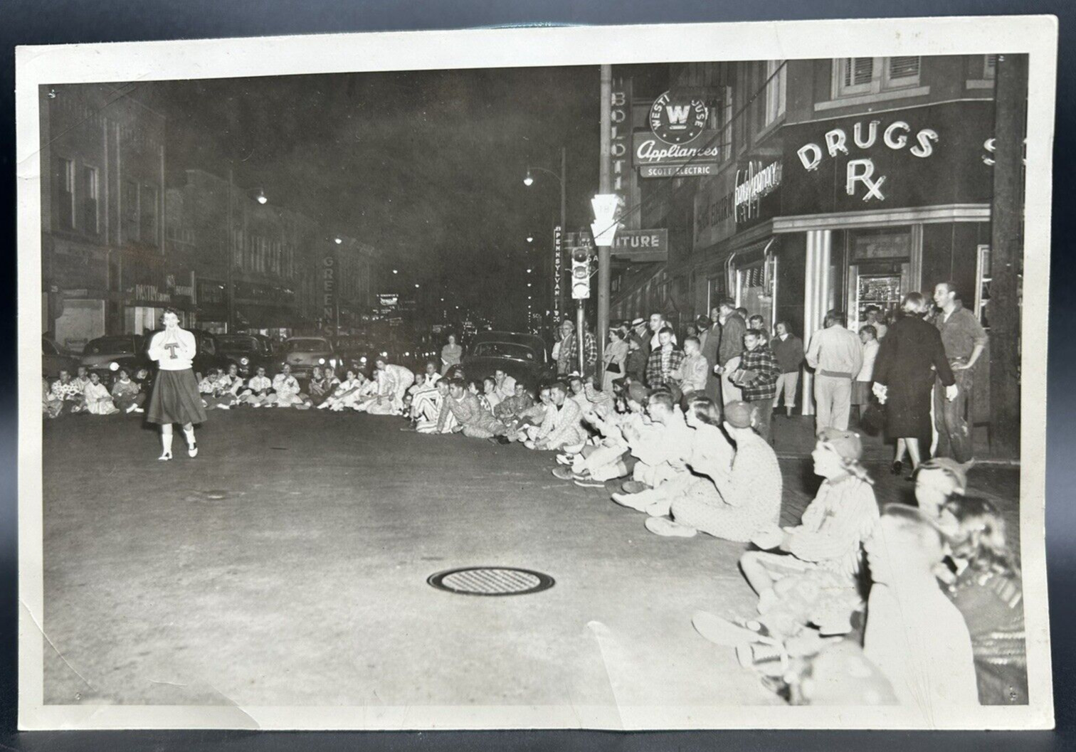 Vtg. 5x7 Photo of Circa 1950s Thiel College, Greenville, PA Downtown Pep Rally