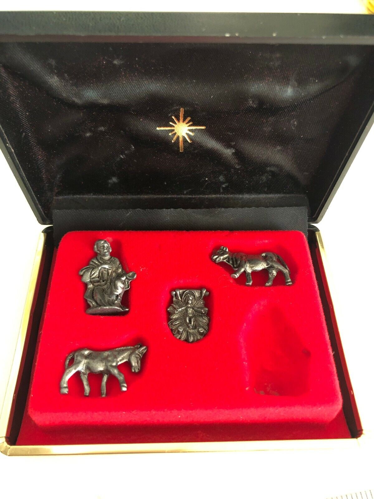 Vintage Miniature Metal Nativity Scene Crèche