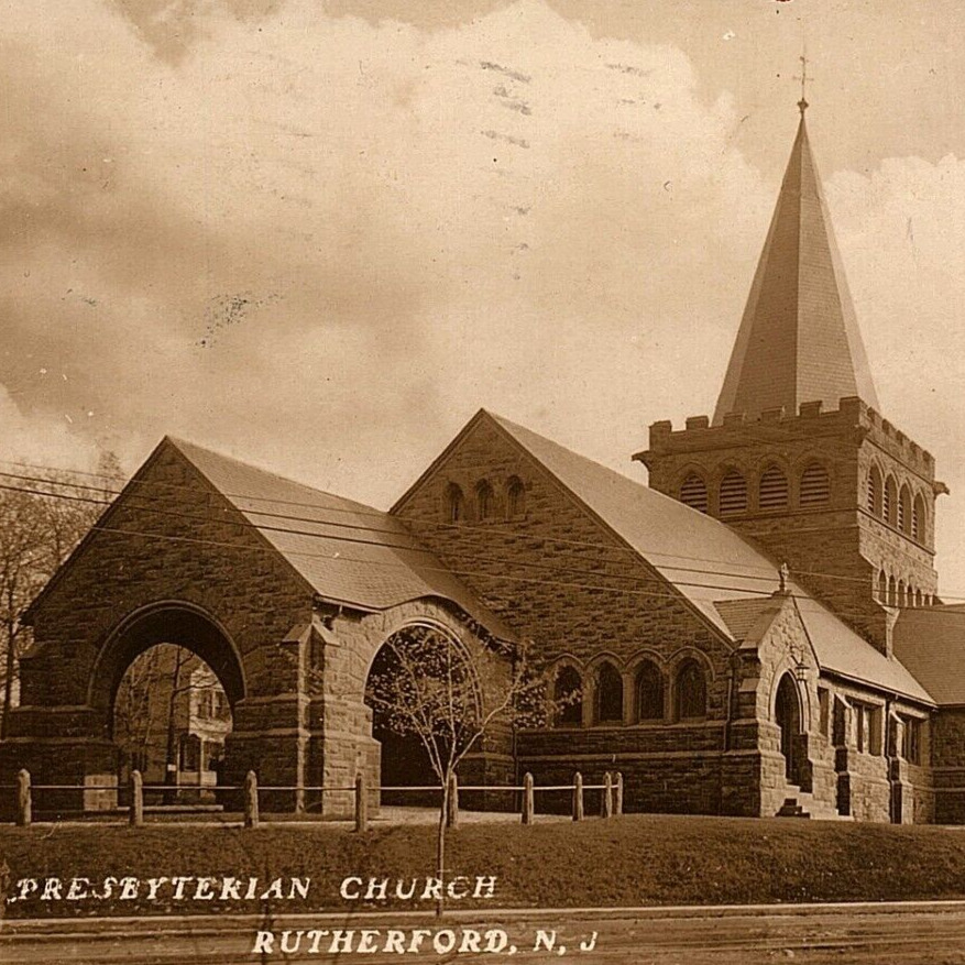 c.1907 First Presbyterian Church Passaic Dr. Rutherford NJ RPPC Bergen Wittridge