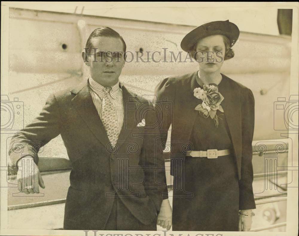 1936 Press Photo George H/ Bostwick and his wife aboard S.S. Europa - nei12886