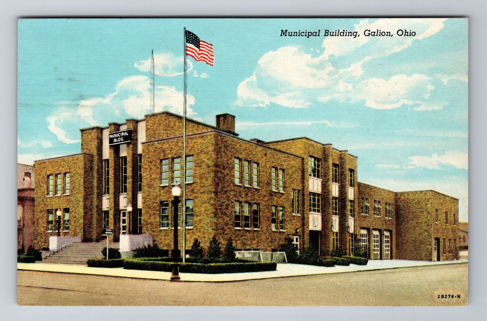 Galion OH-Ohio, Municipal Building, c1952 Antique Vintage Souvenir Postcard