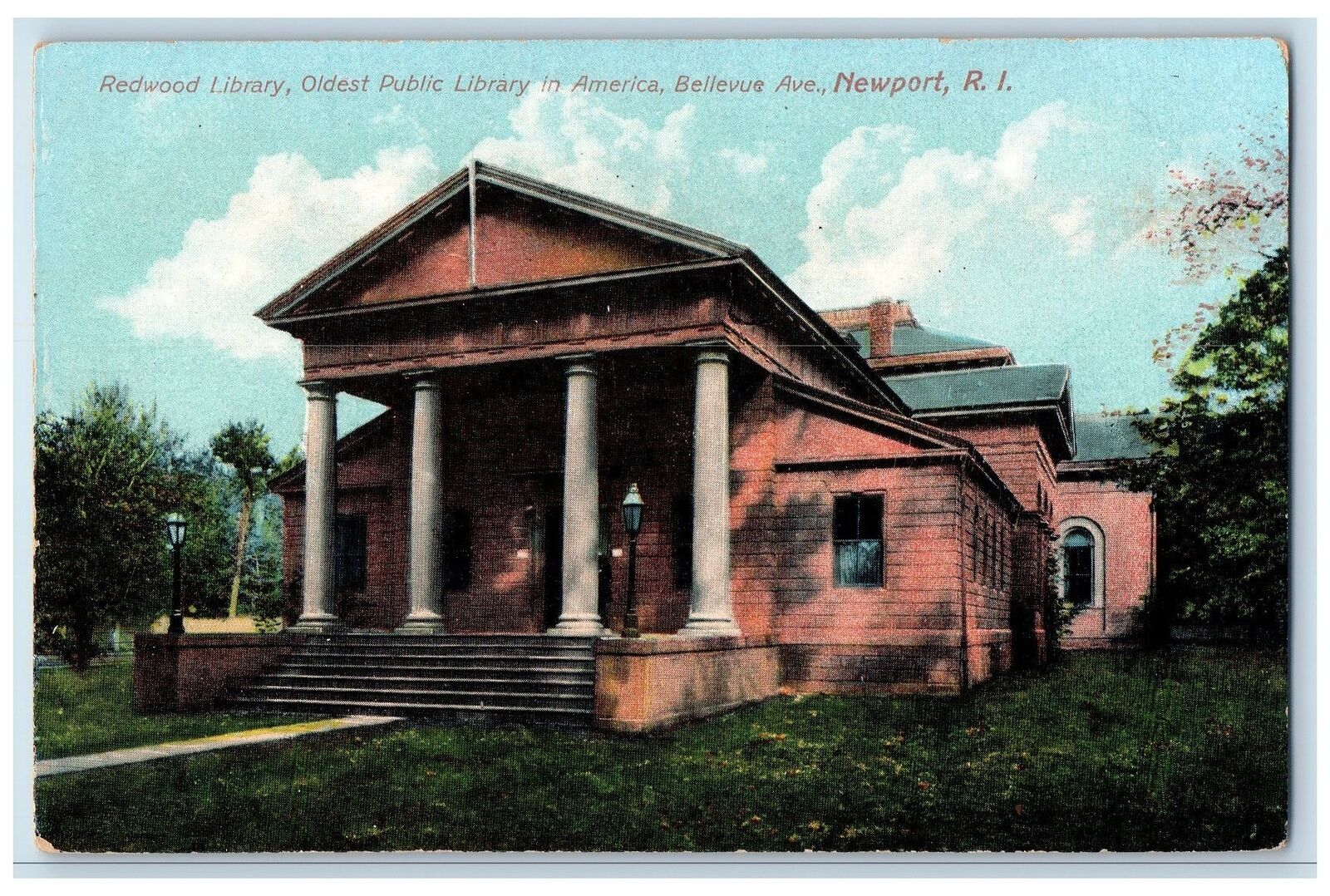 c1910s Redwood Library Oldest Public Library In Newport RI Unposted Postcard