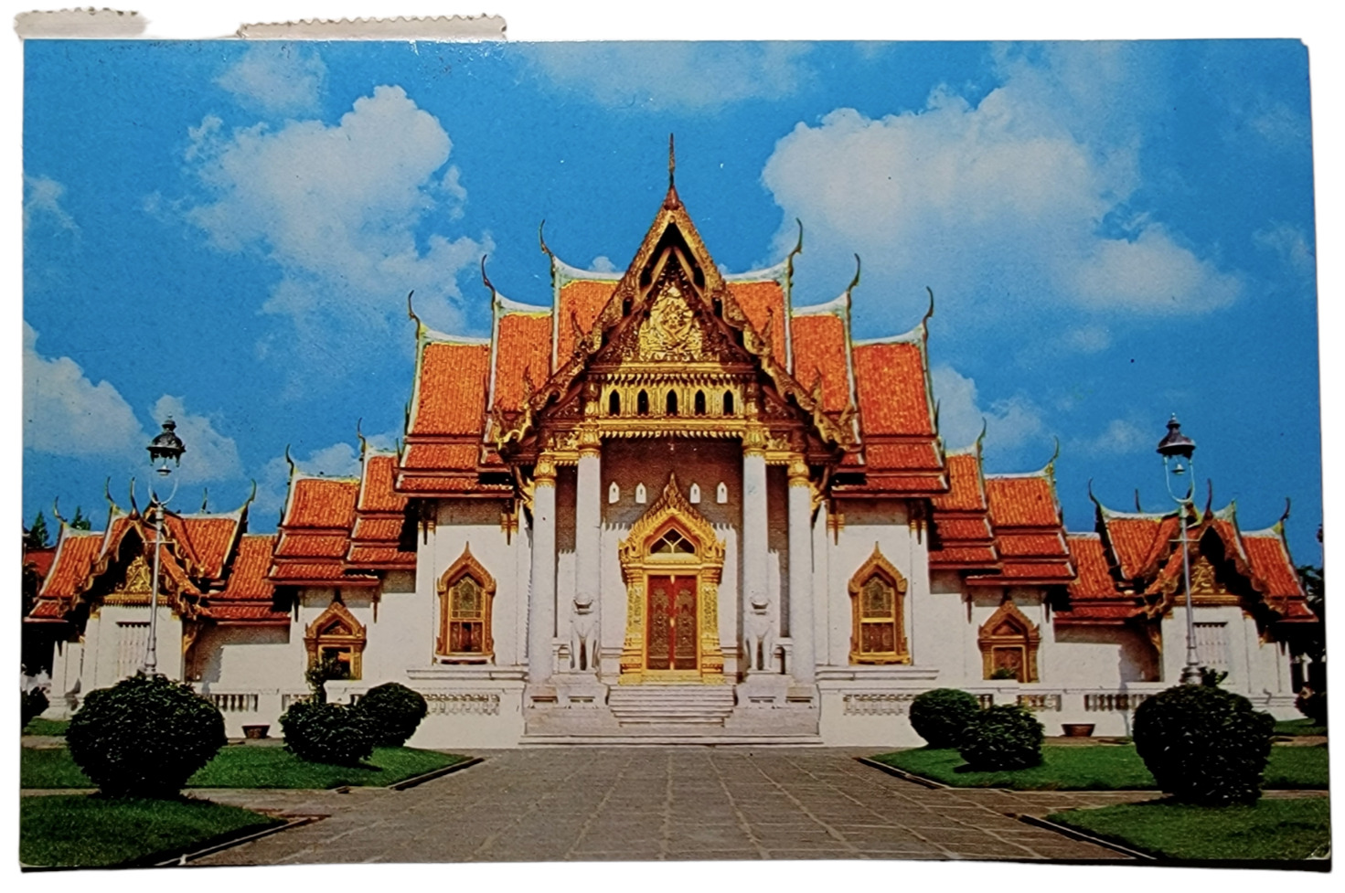 Postcard Bangkok, Thailand Marble Temple Architecture Sky Vintage Air Mail 1985