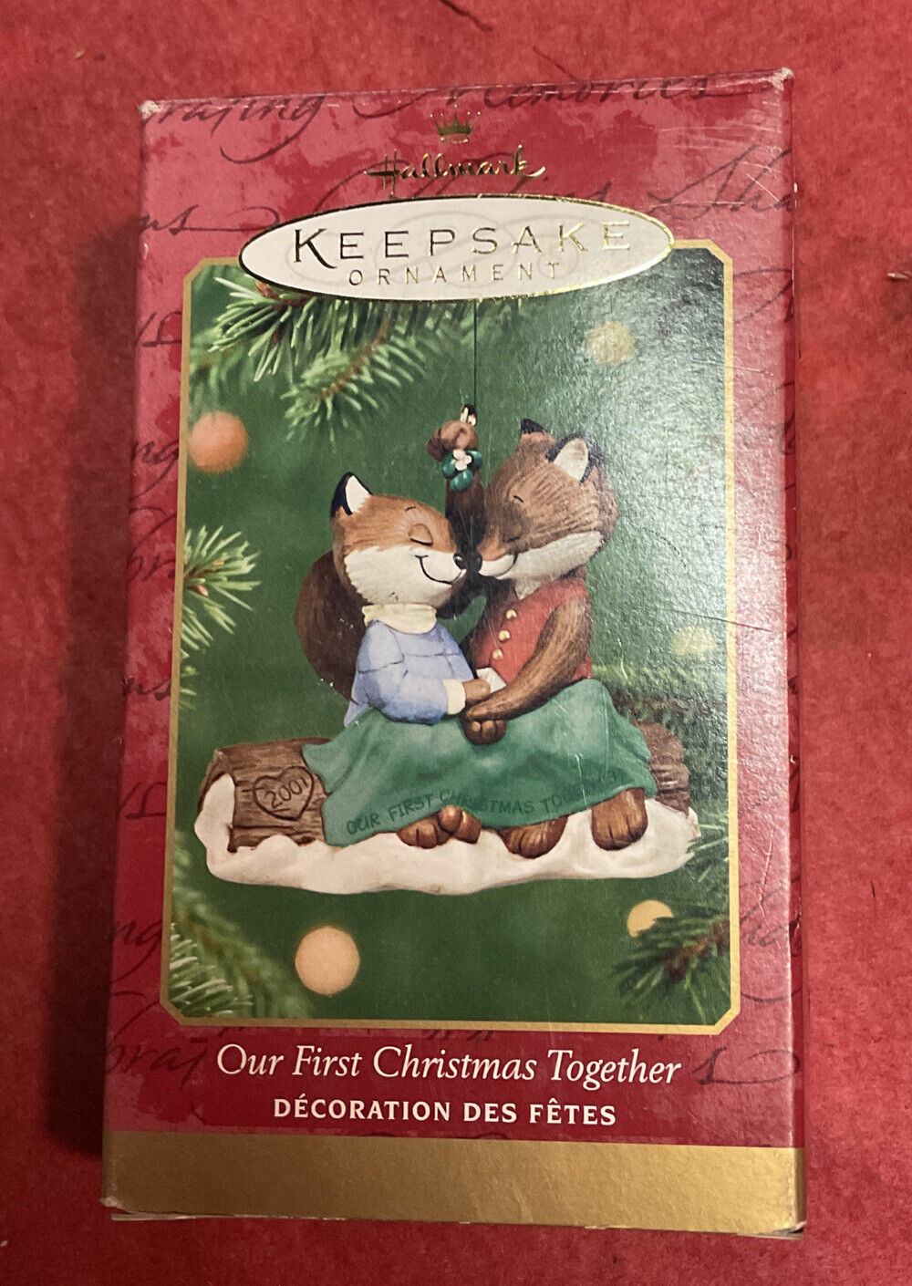 2001 Hallmark Our First Christmas Together Foxes in Love Ornament