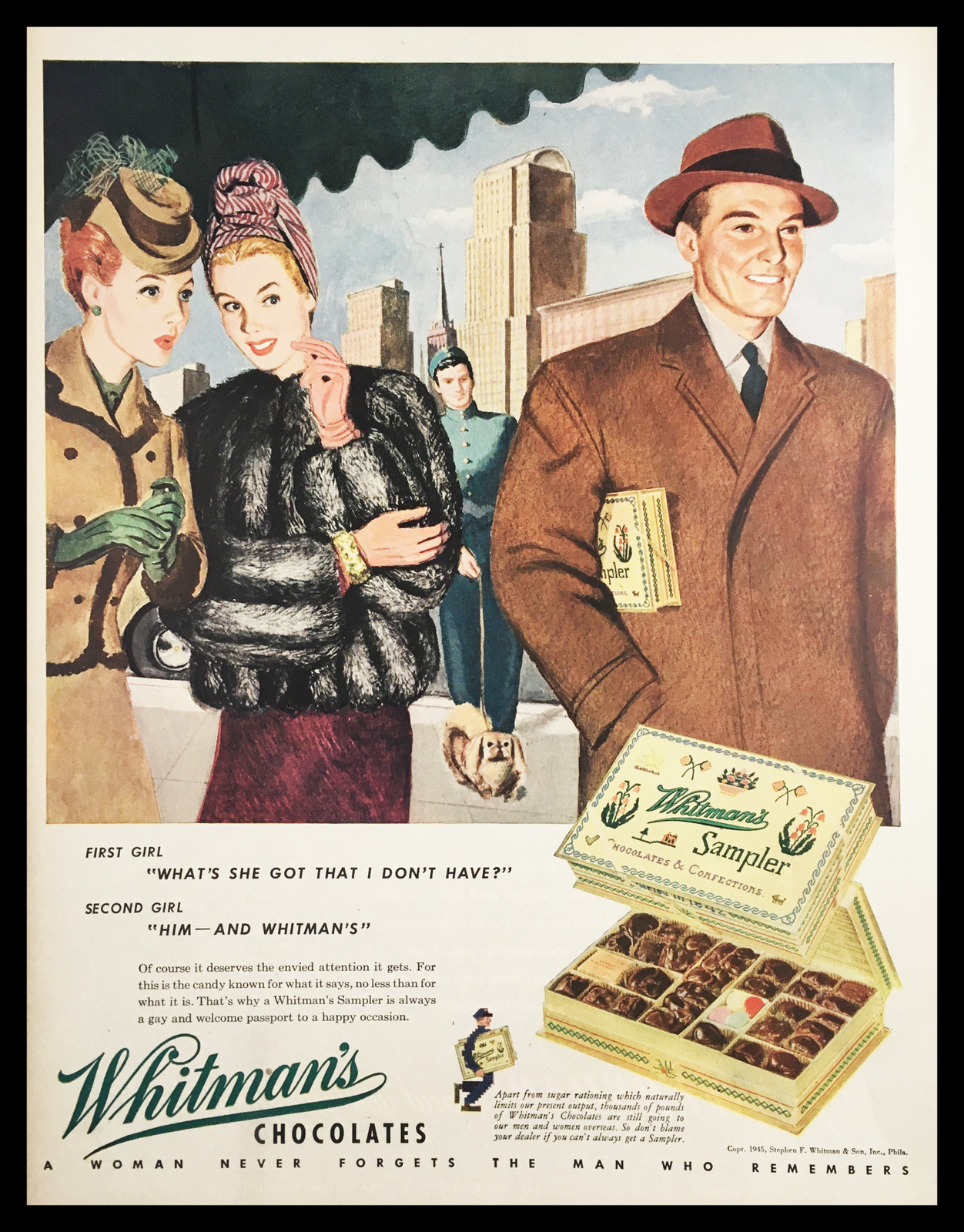 1945 Whitman\'s Chocolates & Confections Vintage Print Ad