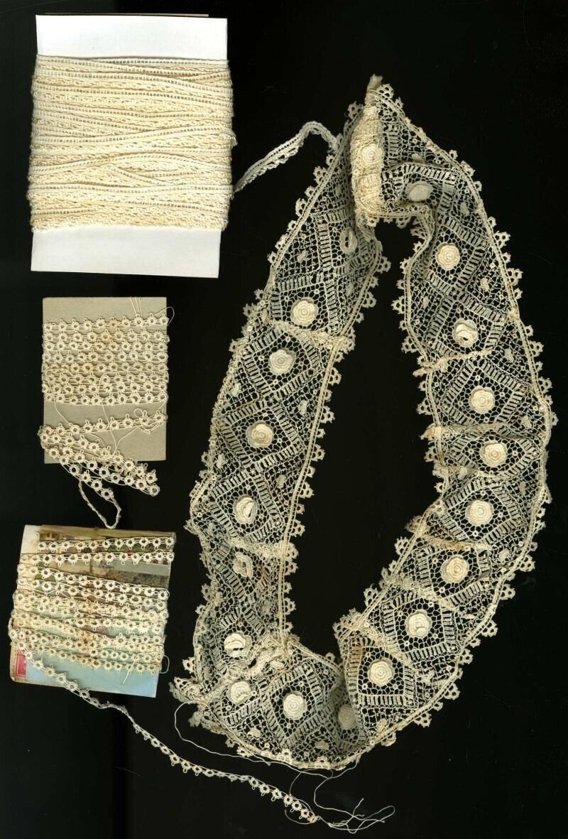 1800s antique victorian LOT OF HANDMADE LACE delicate