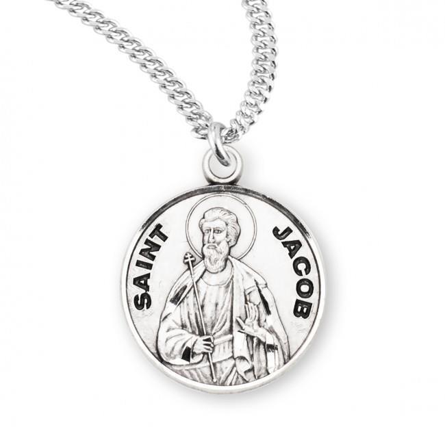Patron Saint Jacob Round Sterling Silver Medal Size 0.9in x 0.7in
