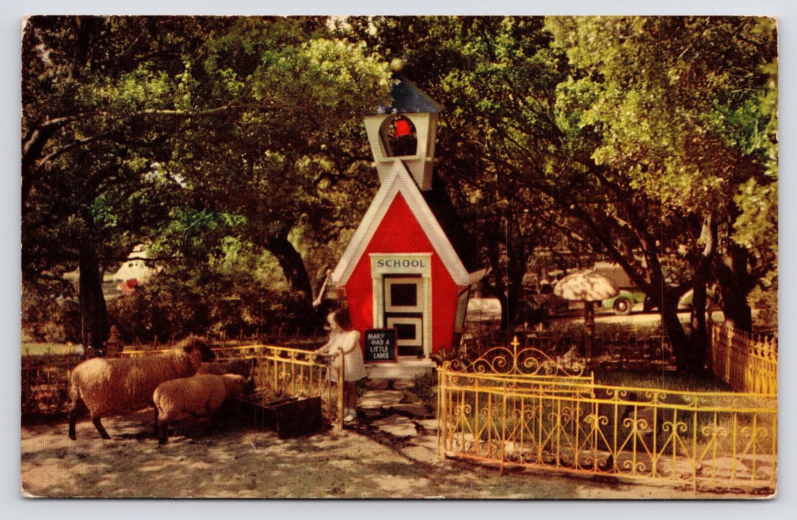 1950s~Childrens Fairyland~Theme Park~MARY & LITTLE LAMB~Oakland CA~VTG Postcard