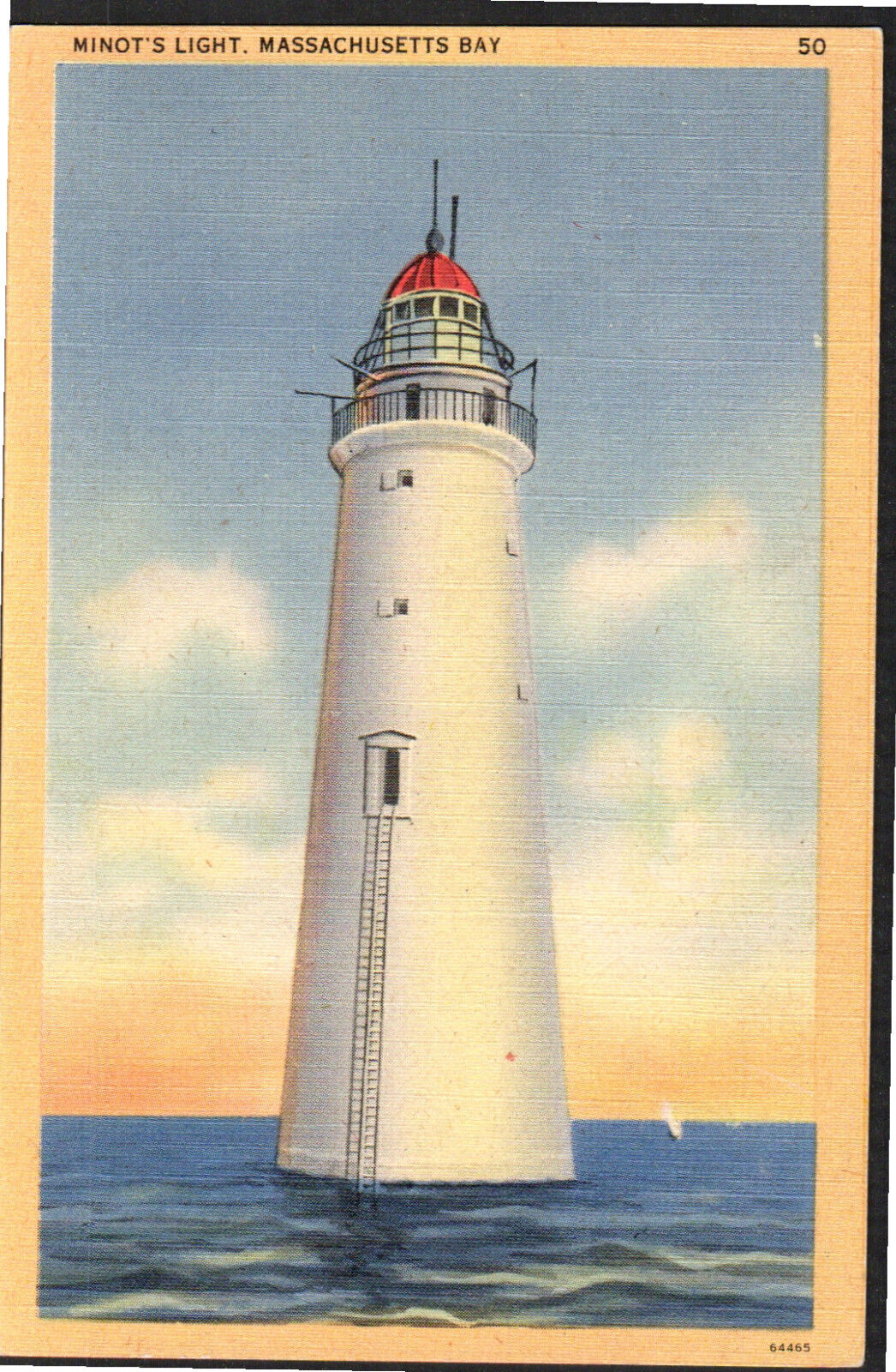 Postcard MA Massachusetts Bay Minot's Light Lighthouse