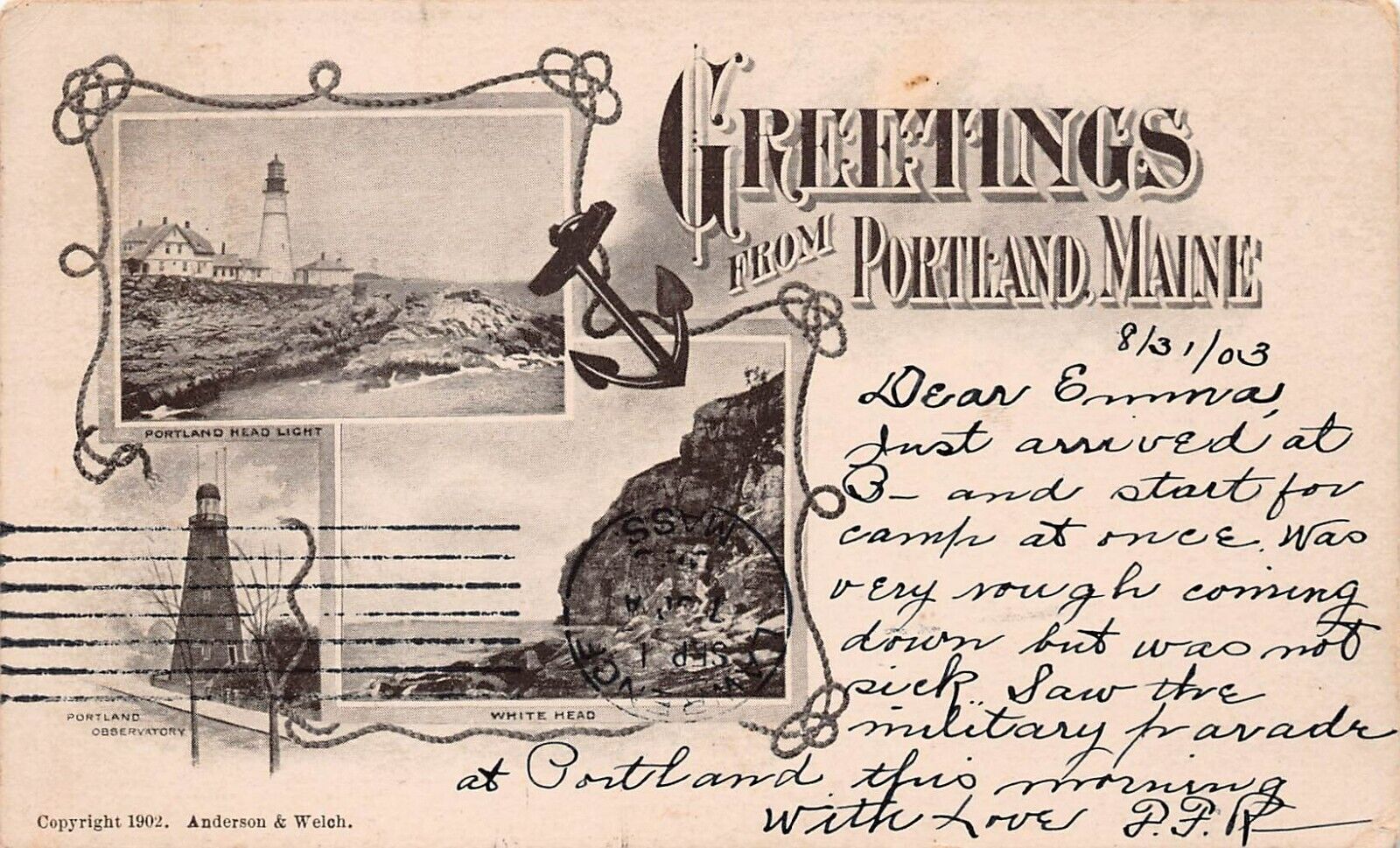 Portland Cape Elizabeth Maine Observatory Lighthouse Head Light Vtg Postcard A15