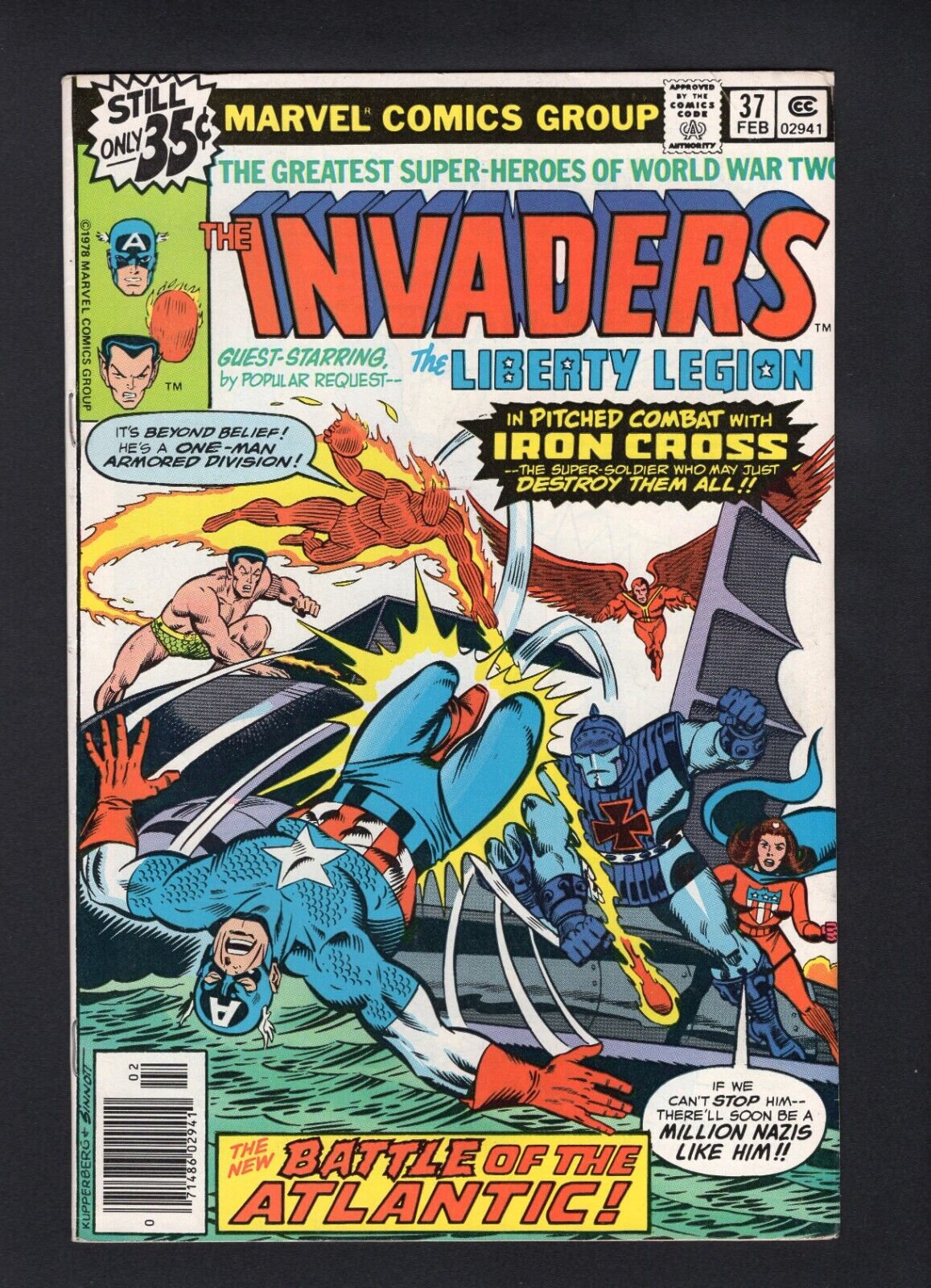 The Invaders #37 Vol. 1 1st Cameo Appearance of Lady Lotus Marvel Comics \'79 VF