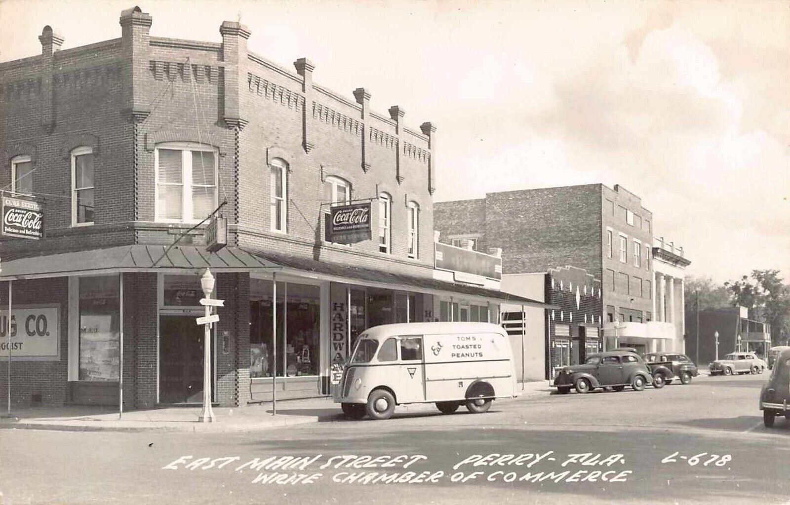 FL 1940’s FLORIDA REAL PHOTO East Main Street in Perry, Florida - Taylor County