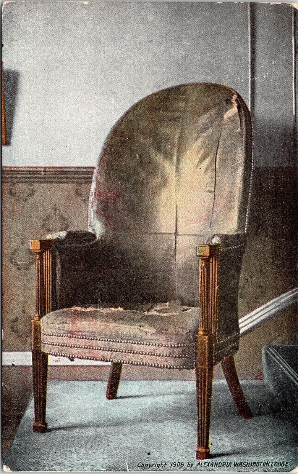 Alexandria Lodge Copyright 1908 Interior Scene Washington\'s Chair Postcard UNP