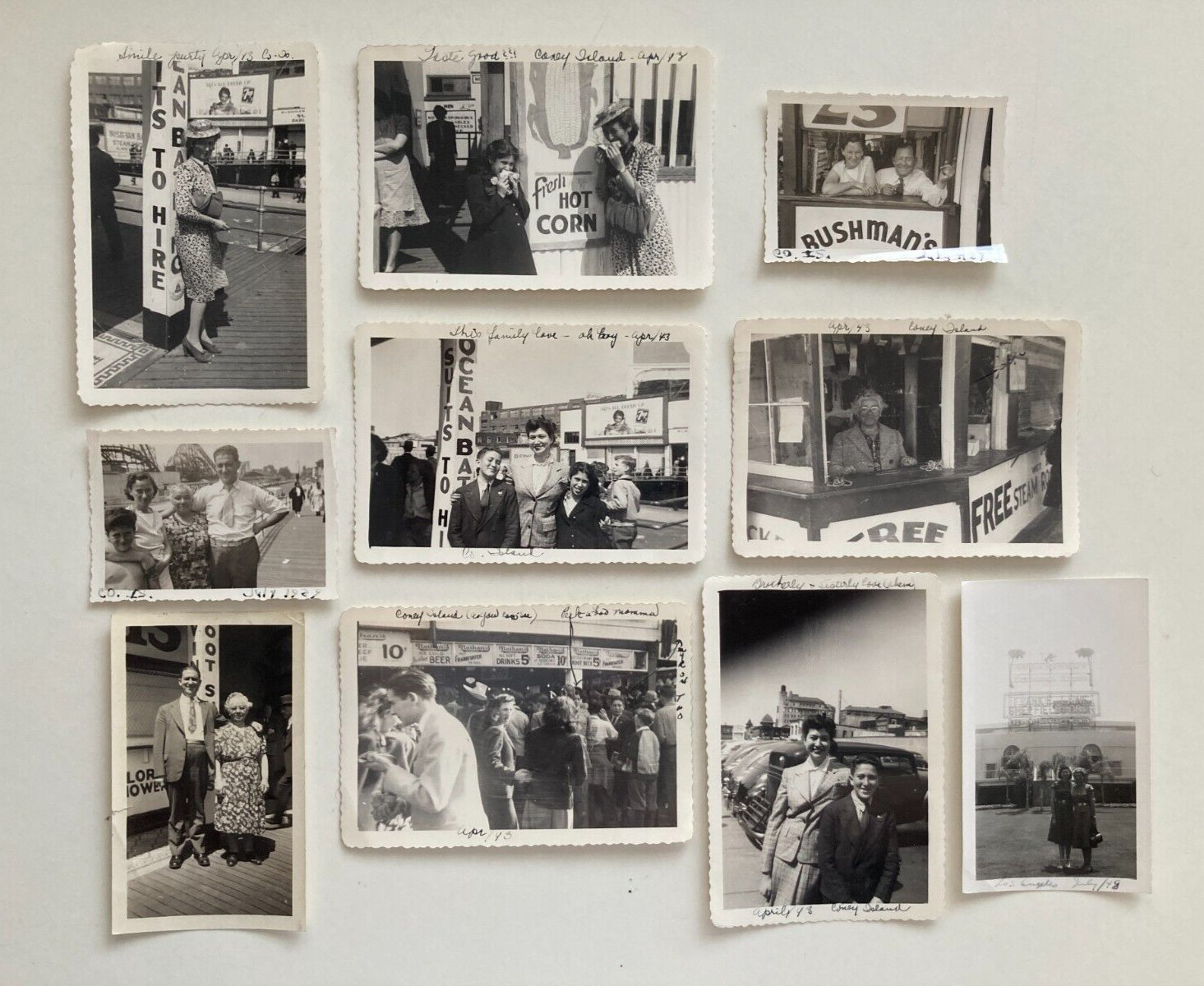 VINTAGE LOT of 10 PHOTO CONEY ISLAND AMUSEMENT PARK BEACH BOARDWALK 1939 1943
