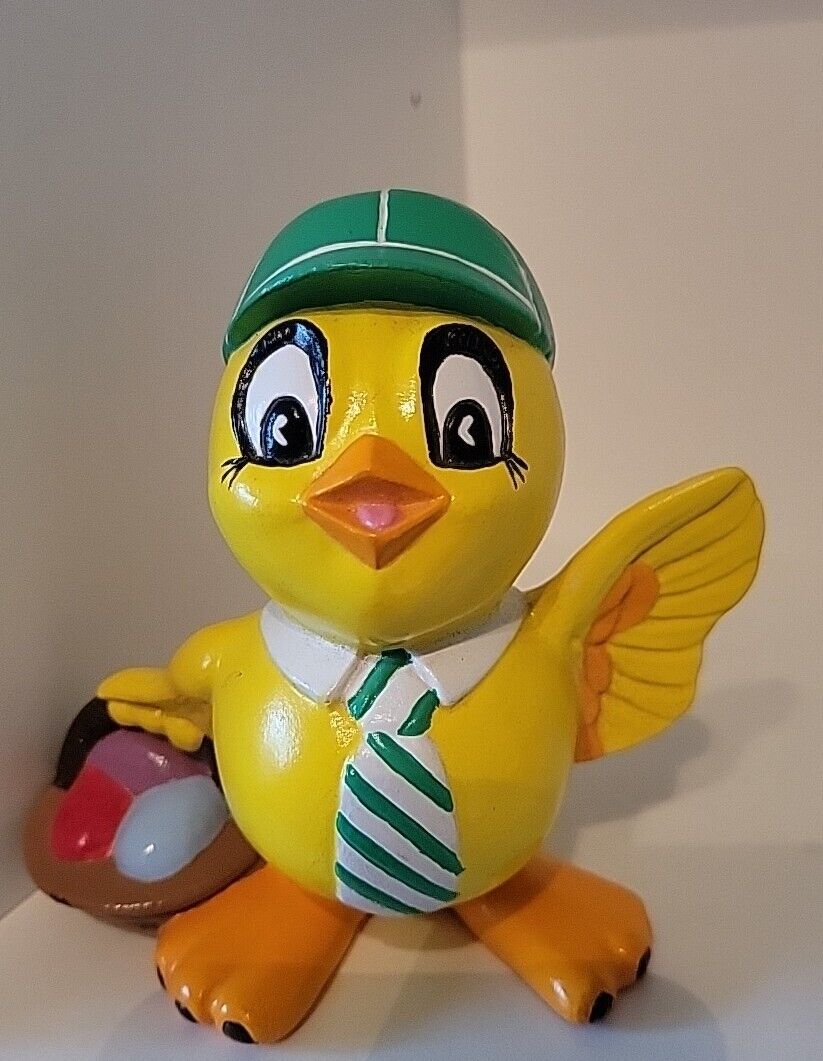 Anthropomorphic Duck Chick Holding Easter Basket Handpainted Celtics Vtg